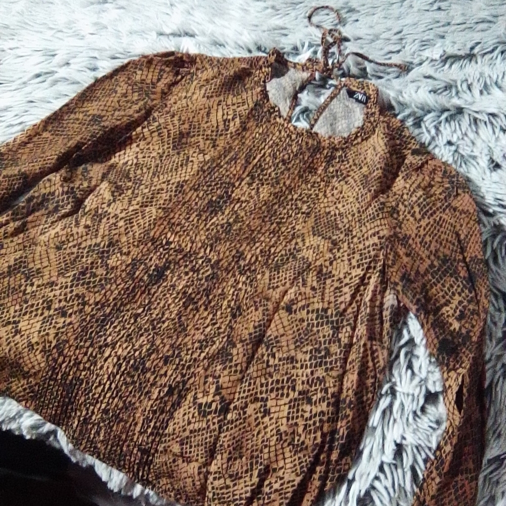 Brown Snake Print Blouse